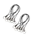 Mozff 20 Pieces Silver Tone Black Lanyard Cell Phone Charm Split Ring Strap, Clasp Lariat Cord Strap For Mobile Cell Phone