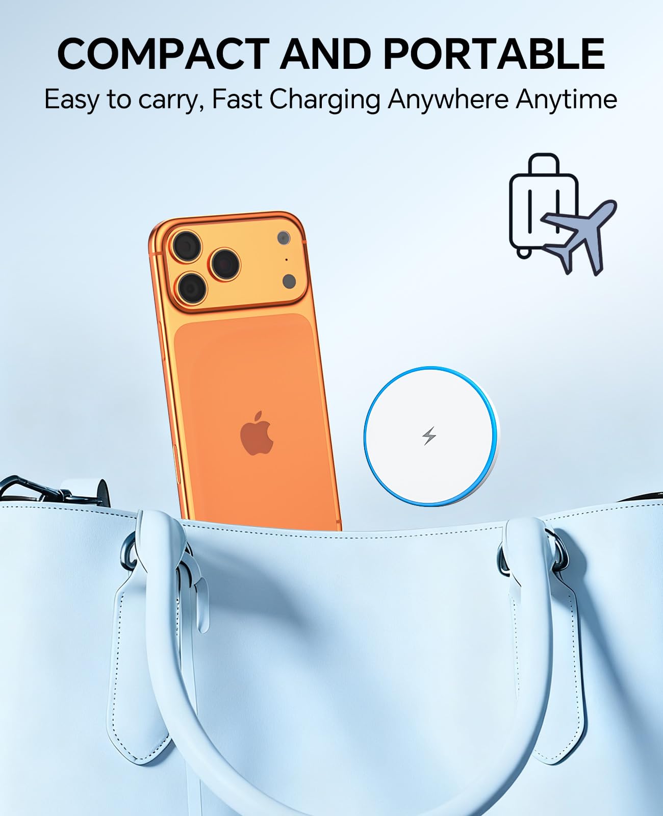 Magnetic Wireless Charger 15W Fast Charging Pad USB-C to A Adapter for iPhone 17/16/15/14/13/12 Series & AirPods Pro 3/2 2 Pack