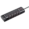Monoprice 10 Outlet Rotating Surge Protector Power Strip - 2880 Joules, Heavy Duty Cord, 8 Feet, Black