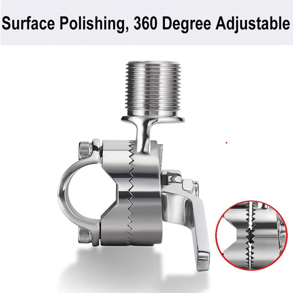 ZOMCHAIN Marine VHF Antenna Mounts, Ratchet Mount, 316 Stainless Steel Adjustable Base Mount for Boat (Clamp-on Antenna)