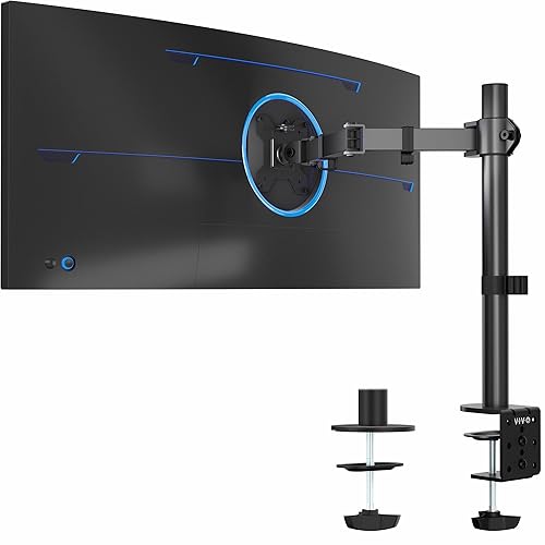 VIVO Single 13 to 38 inch Ultrawide Monitor Arm Desk Mount, Regular Screens up to 32 inches, 22 lbs capacity, Fully Adjustable Stand with C-Clamp