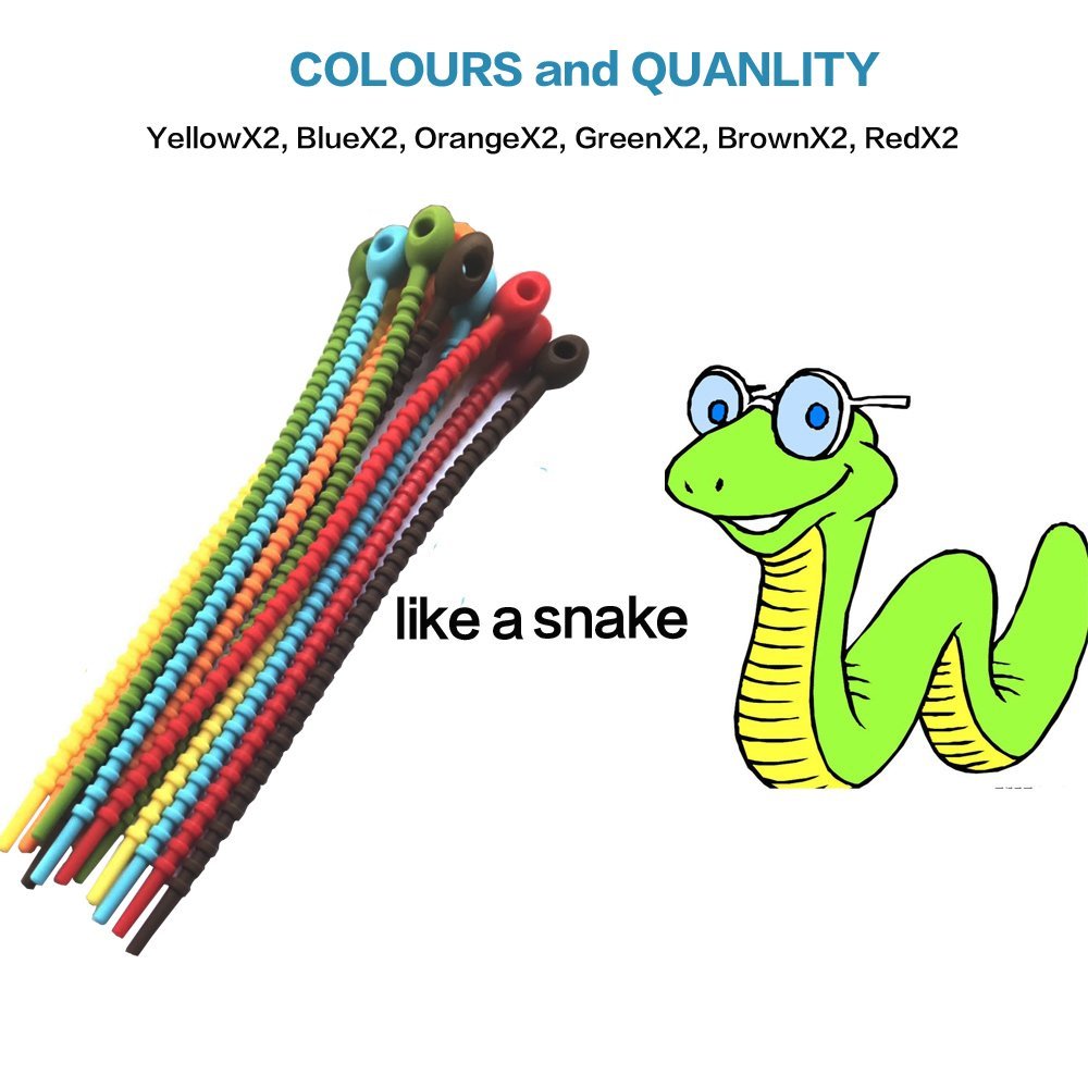 Tangser Colorful All-Purpose Silicone Ties, Multi-use Smart tie, Bag Clip, Bread Tie, Food Saver, Reusable Rubber Twist Tie, Cable Ties, Household