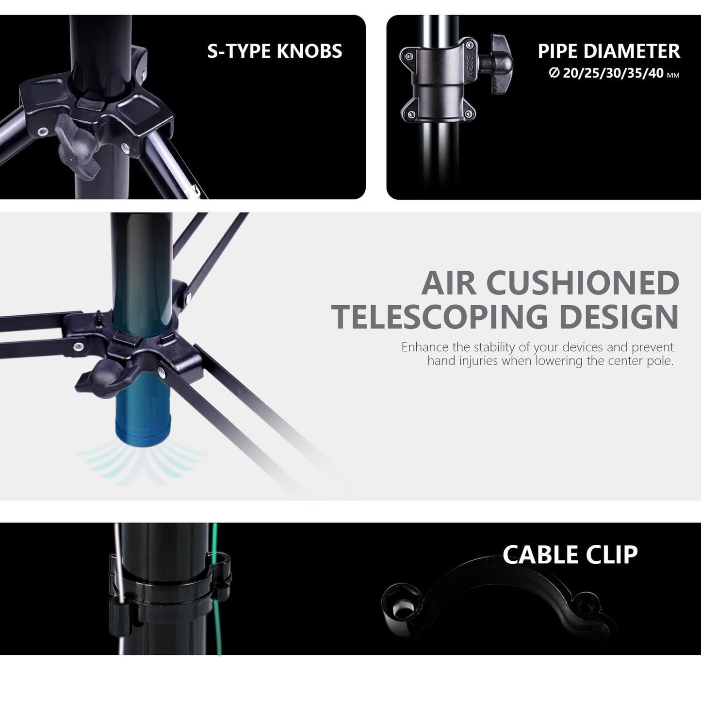 ?16' Heavy Duty? RAUBAY Extreme Tall Video Camera Sports Tripod Stand Air-Cushioned Telescoping Aluminium Alloy Light Stand with 1/4"& 3/8" Screw