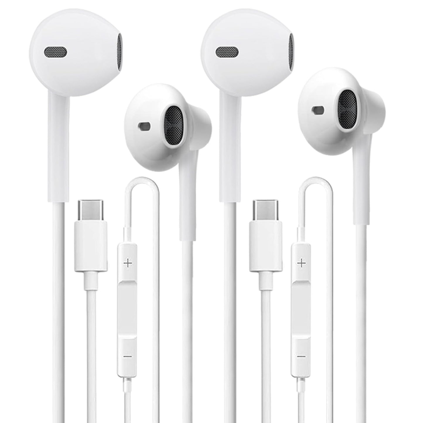 USB C Headphones 2 Pack,USB Type C Earbuds HiFi Stereo USB C Wired Earphones with Microphone Volume Control Compatible with Samsung Galaxy S23 S22…
