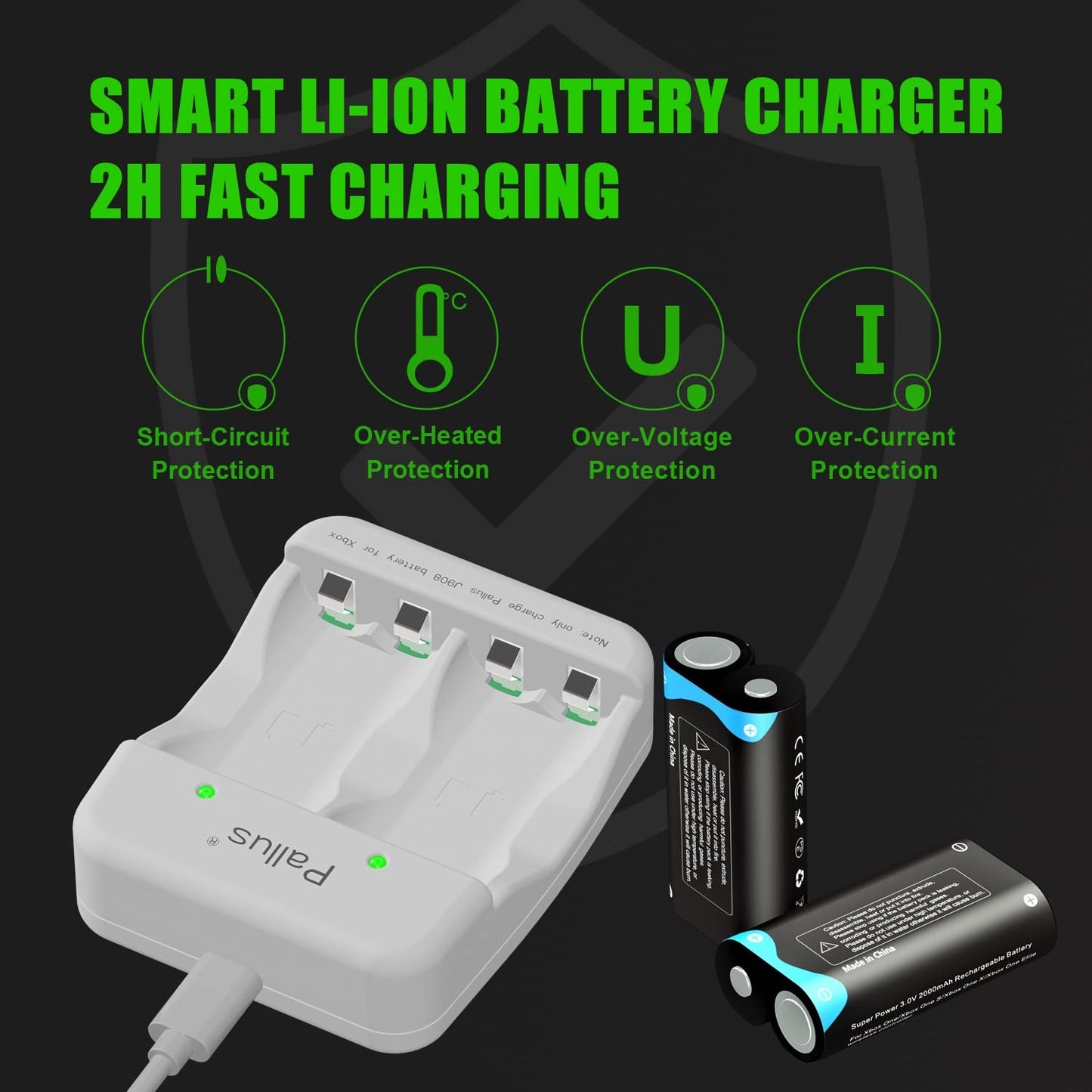 Pallus Lithium Rechargeable Xbox One Controller Battery Pack with Charger Compatible for Xbox Series X/S, Xbox One X/S Controller, 6000mWh High