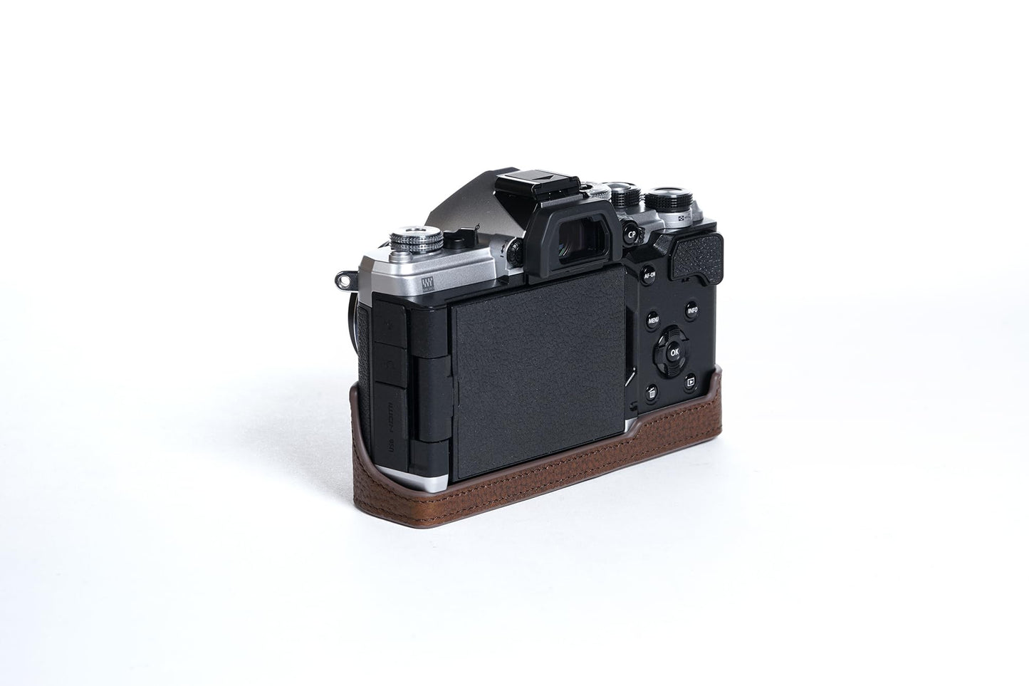 OM-3 Camera Case, BMAOLLONGB Handmade Genuine Real Leather Half Camera Case Bag Cover for Olympus OM-3 OM3 Camera Bottom Opening Version + Hand Strap