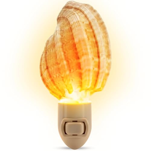 Nautical Crush Trading Seashell Night Light - Beach Night Light with Harpa Shell Light for Bathroom - Sea Shell Lamp - Seashell Lamp Plug Into Wall