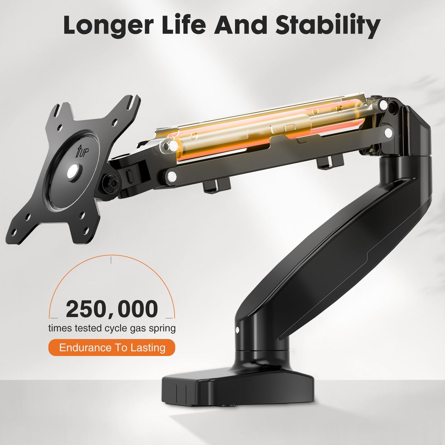 GlasFlength Single Monitor Arm for Desk Mount, Portable Computer Monitor Mount, Fully Adjustable Monitor Stand Fits 15-27 Inch Monitors, Weight