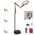 NEEWER Entry Level Version 10" 10W Ring Light with 46"-63" Stand, Overhead Phone Holder Mount Compatible with iPhone, Bi Color LED Selfie Lighting