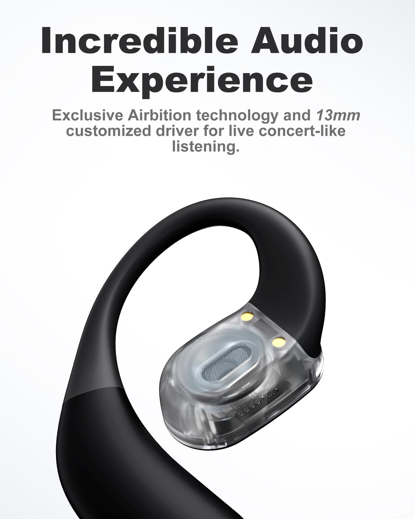 Mythsound Open Ear Headphones, Bluetooth 5.3 Wireless Earbuds with Earhooks, 75 Hours Playtime, Fast Charging, Sweat Resistant, Digital Display…