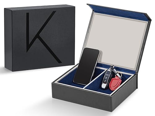 KENARK KK7 PLUS-DB Faraday Key Fob Protector Box with 2 Slots, RFID Signal Blocking Shielding Box for Car Keys, Anti-Theft Vintage Faraday Cage