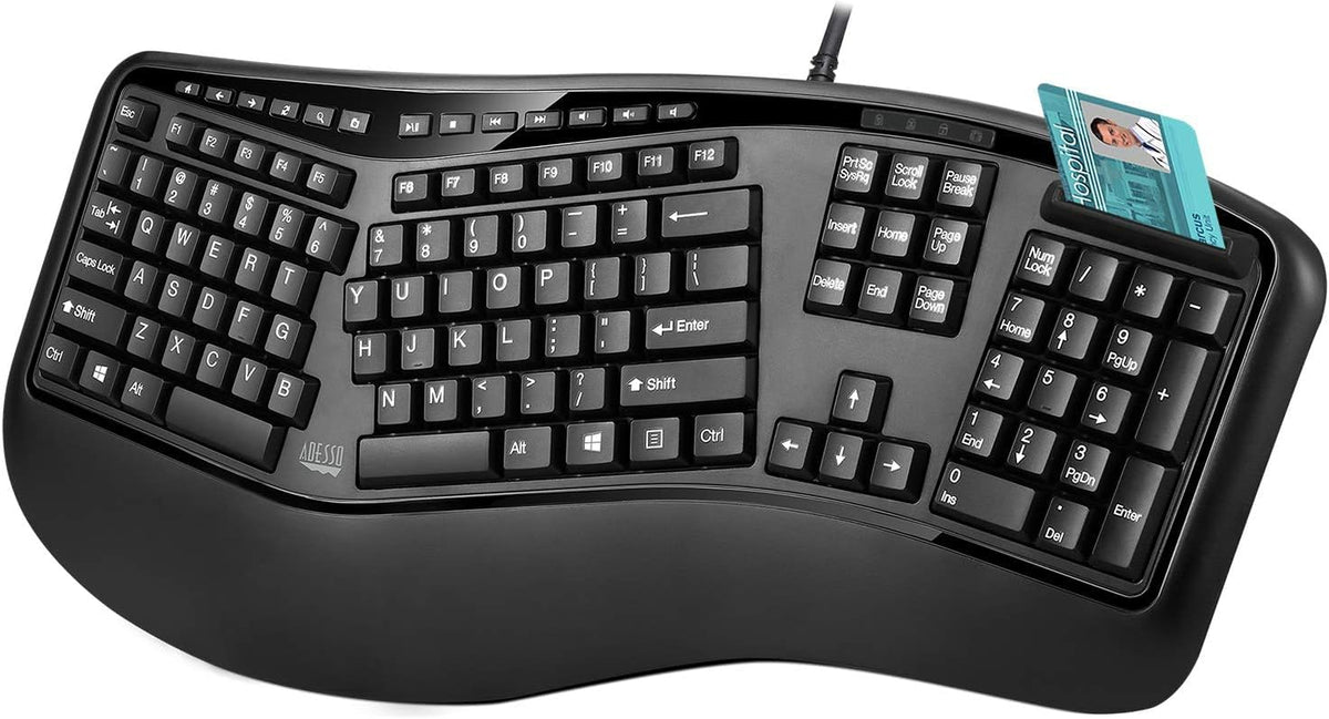 Adesso TruForm AKB-150SB-TAA Smart Card Reader Keyboard, Black