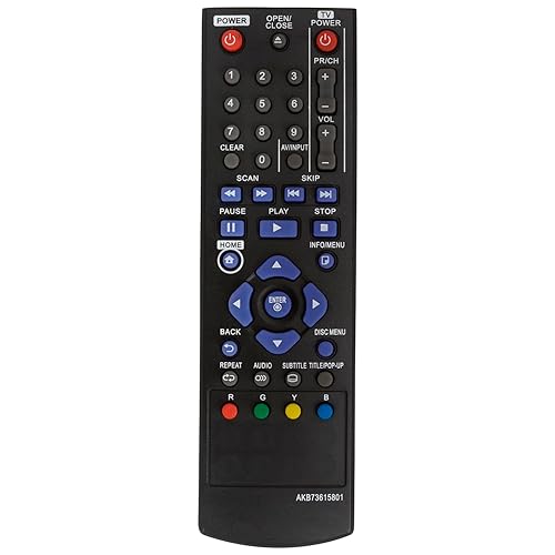 AKB73615801 Replacement Remote Control Fit for LG Blu-Ray DVD Player BP125 BD220 BD630 BP125N BP135W-N BP200 BP220 BP320 BP220N BP120 BP120N BP320N