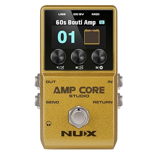 NUX Amp Core Studio Guiar Effect Pedal, IR CABINET with Classic Amp Sounds, 3 Scene Modes, HD Color LCD Screen, IR Pedal