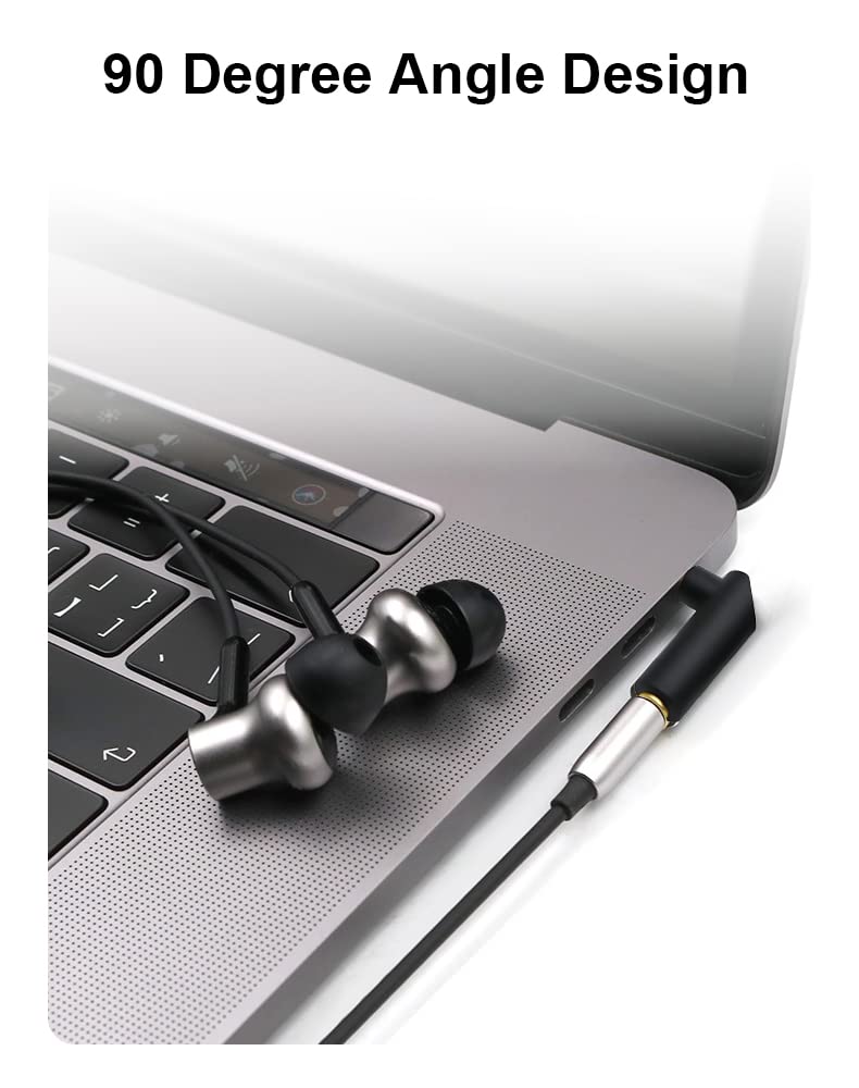 3.5mm Angle Male to Female Audio Adapter, 90 Degree Right Angle Gold-Plated TRRS Stereo Jack Plug AUX Connector Compatible with Headset, Tablets, MP3