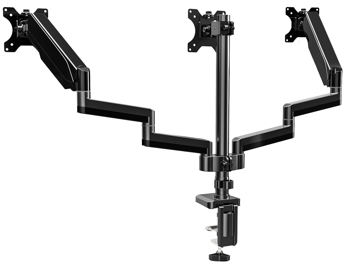 UPGRAVITY Triple Monitor Desk Mount for Three Flat/Curved Computer Screens up to 27 inch, Fully Adjustable Gas Spring Triple Monitor Arms Hold up