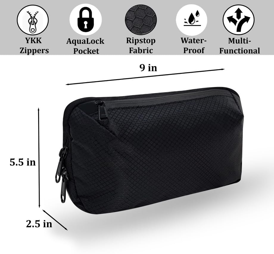 ANIMO 9 Travel Gear Cable Organizer - Sleek & Weatherproof Back Tech Pouch for Cords, Chargers, and Electronic accessories.