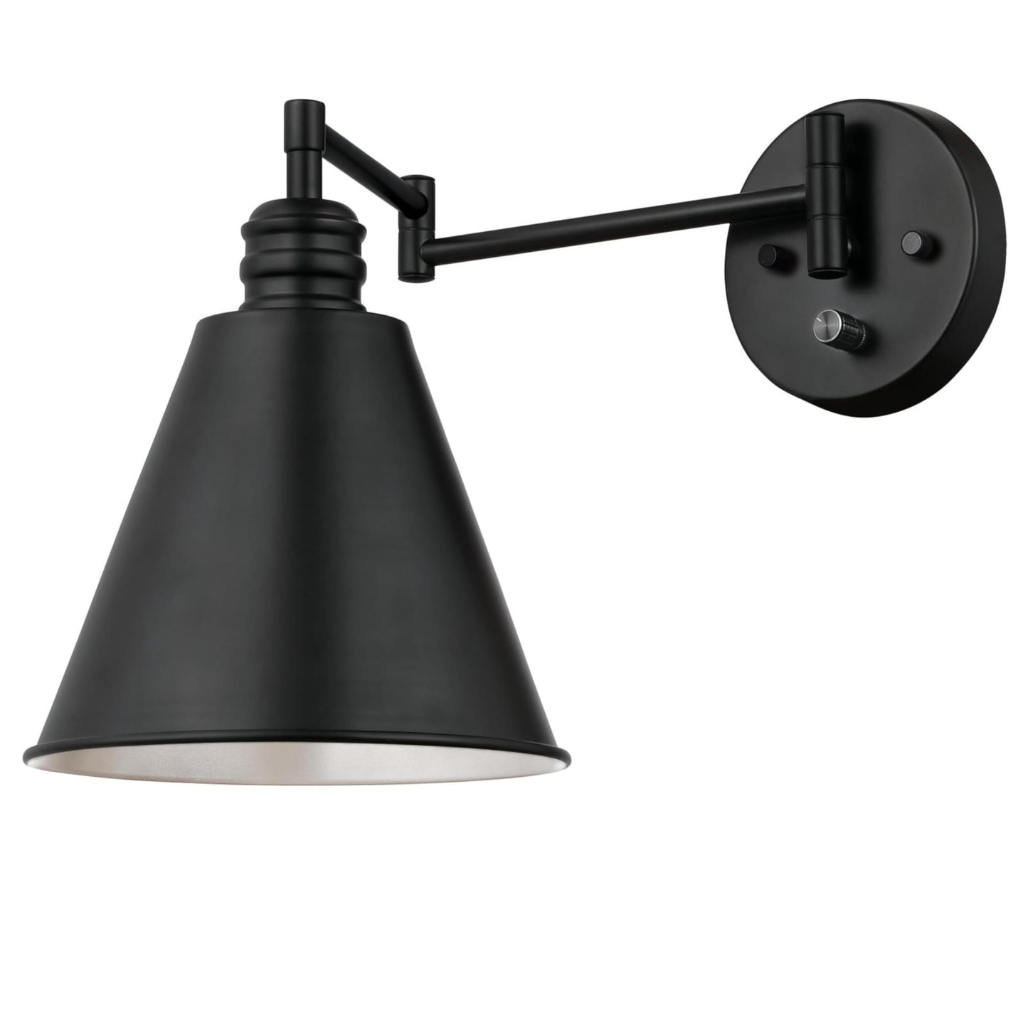 Westinghouse 6125400 Trocadero Traditional One Light Swing Arm Wall Fixture with On/Off Switch, Matte Black Finish