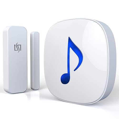 HTZSAFE Wireless Door/Window Magnetic Sensor Alarm-600 Feet Long Wireless Transmission Range-35 Classic Melodies Optional,4 Volume Levels & LED