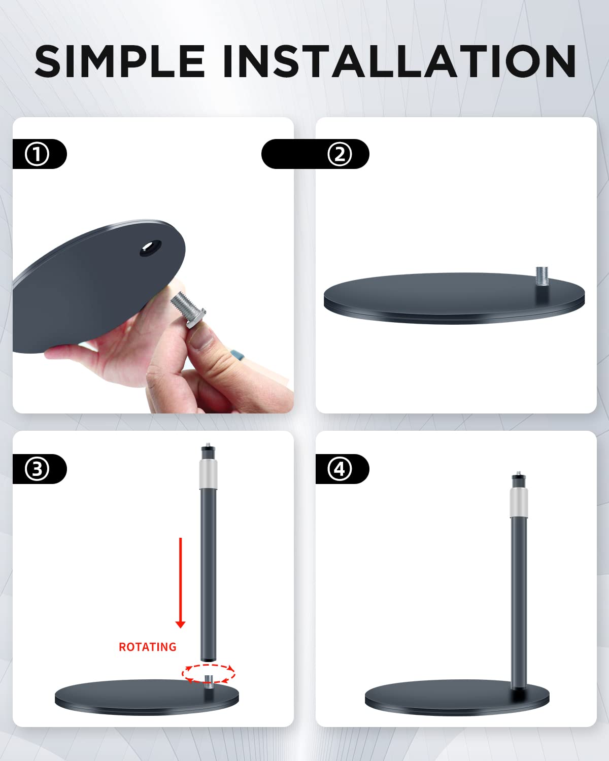Nycetek Webcam Stand, Light Stand Tripod with 360° Rotatable Ballhead for DSLR Camera, Ring Light, Webcam, Desktop Tripod for Video Recording