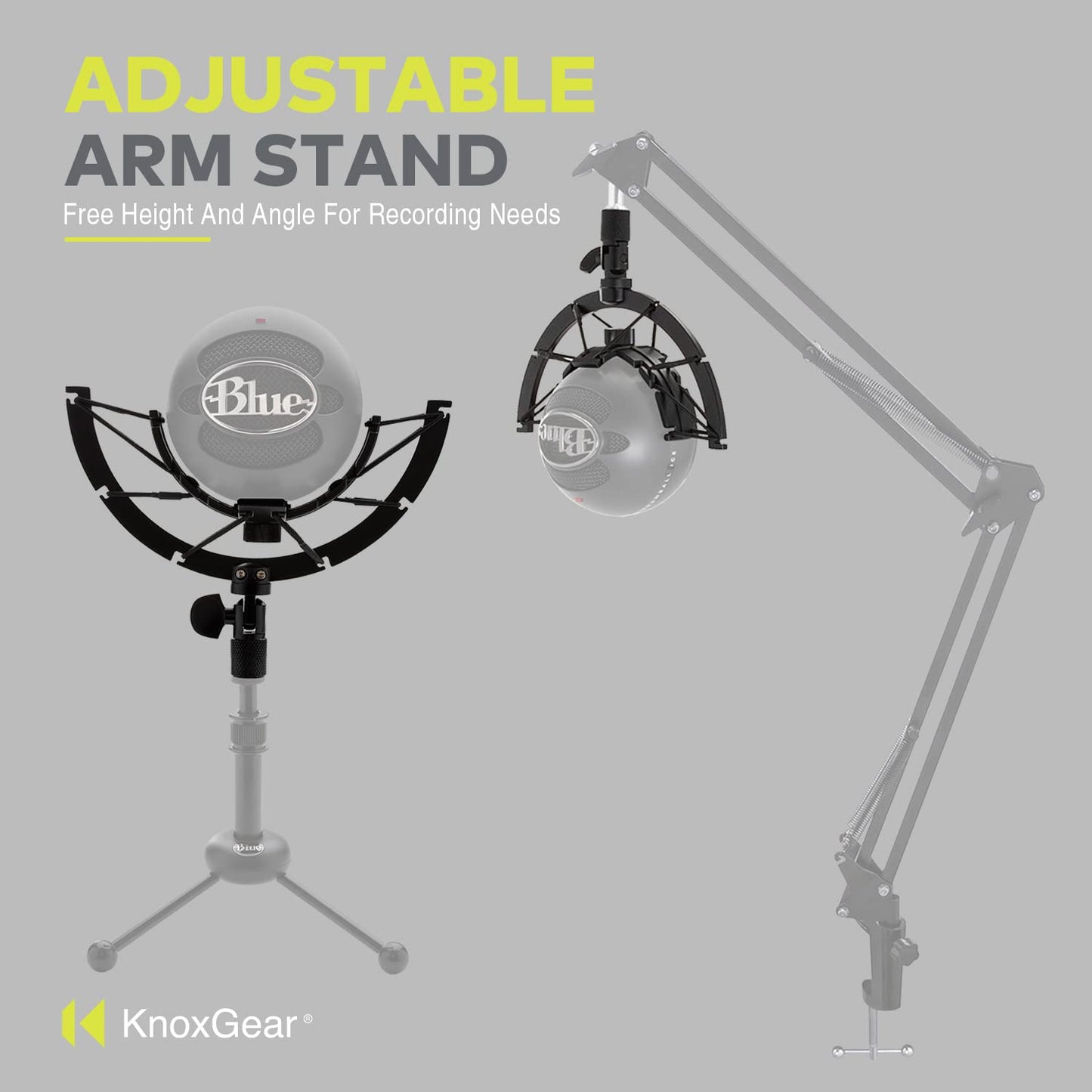 Knox Gear Multi-Purpose Shock Mount for Blue Snowball and Snowball Ice Condenser Microphone, Clamp Connector Made w/Alloy Steel Combats Vibration