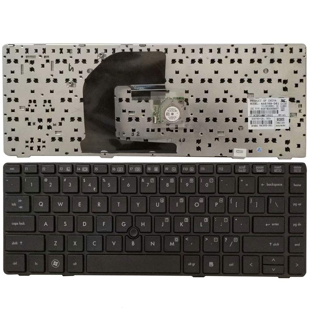 New Laptop Replacement Keyboard Fit HP ProBook 6460B 6465B 6470B 6475B EiteBook 8470B 8460P 8460W 8470W 635769-D61 US Layout with Frame