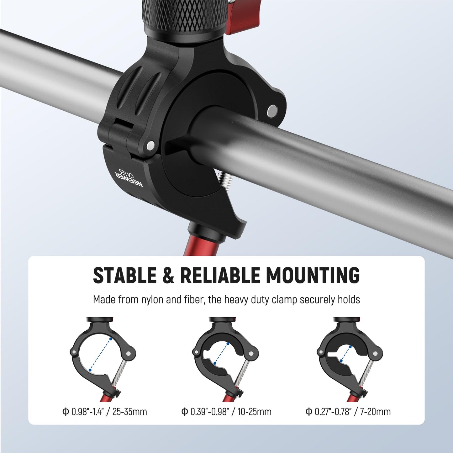NEEWER Motorcycle Bike Handlebar Mount Compatible with GoPro DJI Osmo Action Cameras, Handle Bar Pole Clamp Holder with 360° Rotation for POV Video
