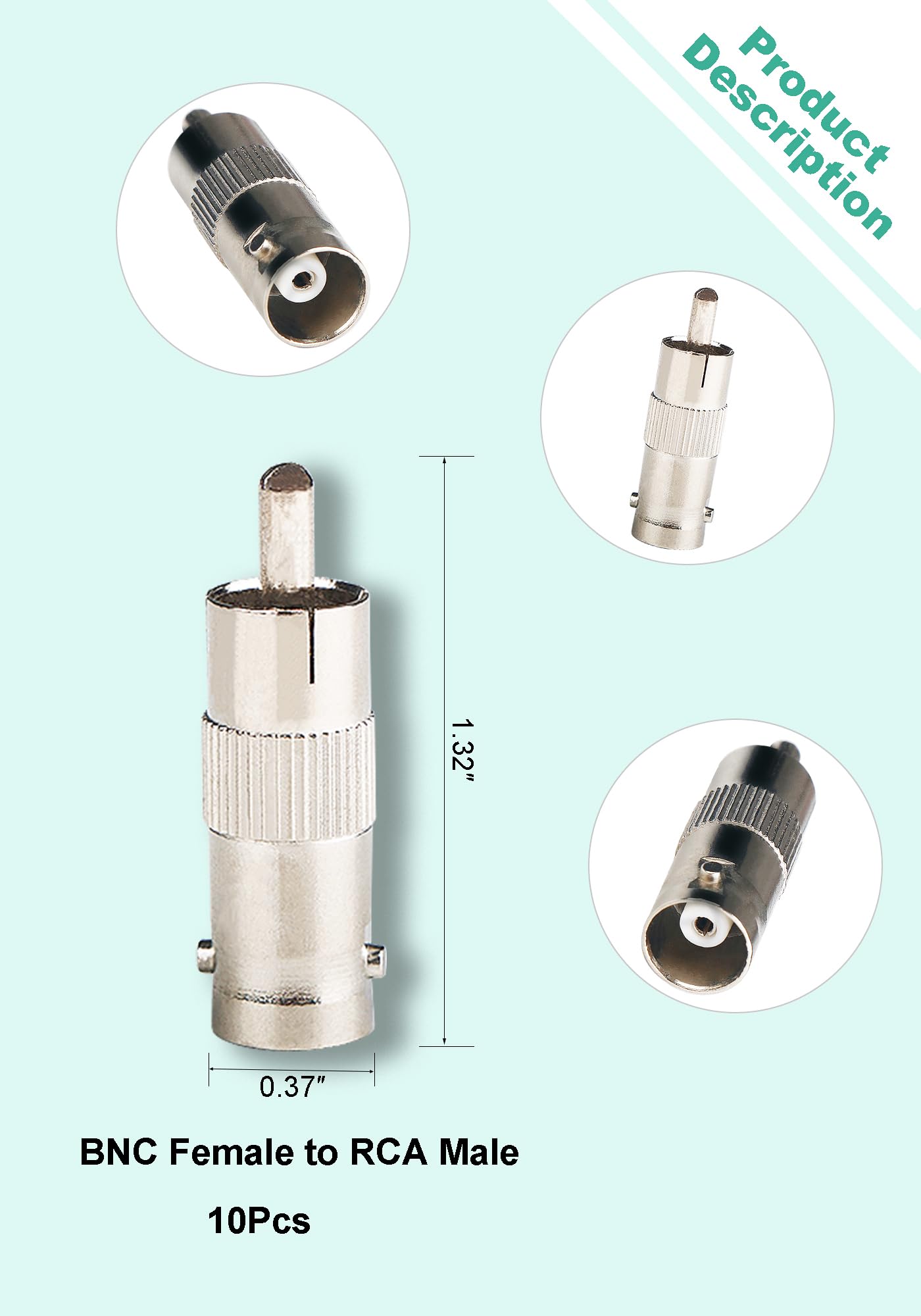 BNC to RCA Converter Adapter Set - 40 Pcs Coaxial Coax Cable Connectors Assortment - Male & Female BNC to RCA Coupler for CCTV Security Camera