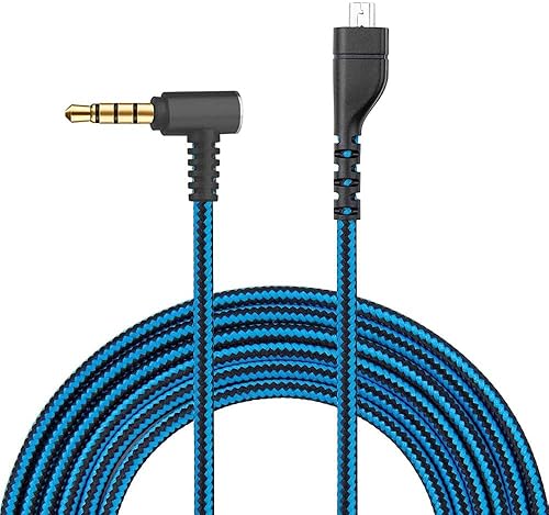 Azddur 2m/6.5 Feet Audio Cable for SteelSeries Arctis Gaming Headsets, Compatible with Arctis 3, 5, 7, Pro, PS4, Xbox One, PC, Mobile, Blue, Nylon…