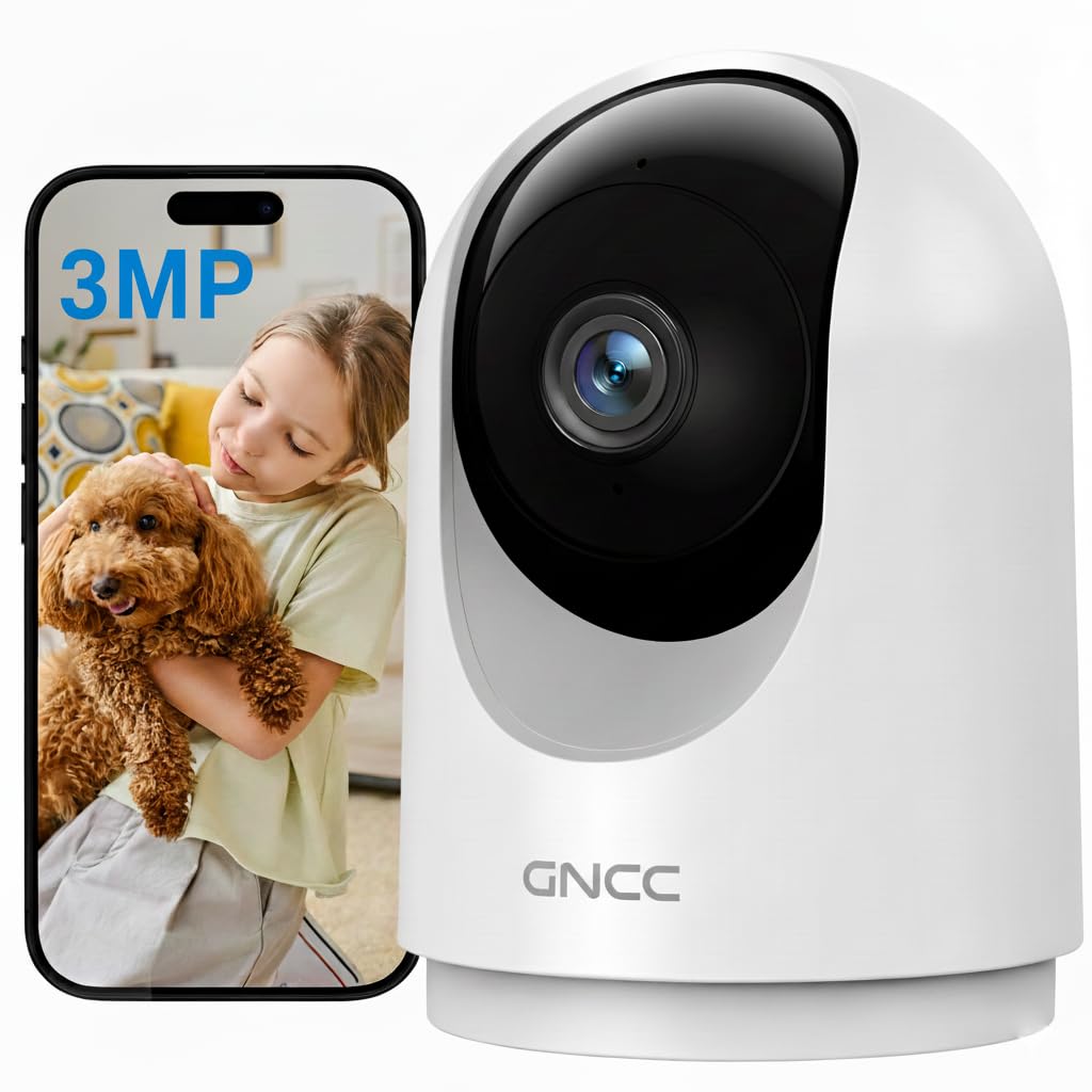 GNCC Indoor Security Camera, 2K Cameras for Home Security with Motion Detection, Baby/Pet Camera with Phone App, Night Vision, 2-Way Audio, TF/Cloud