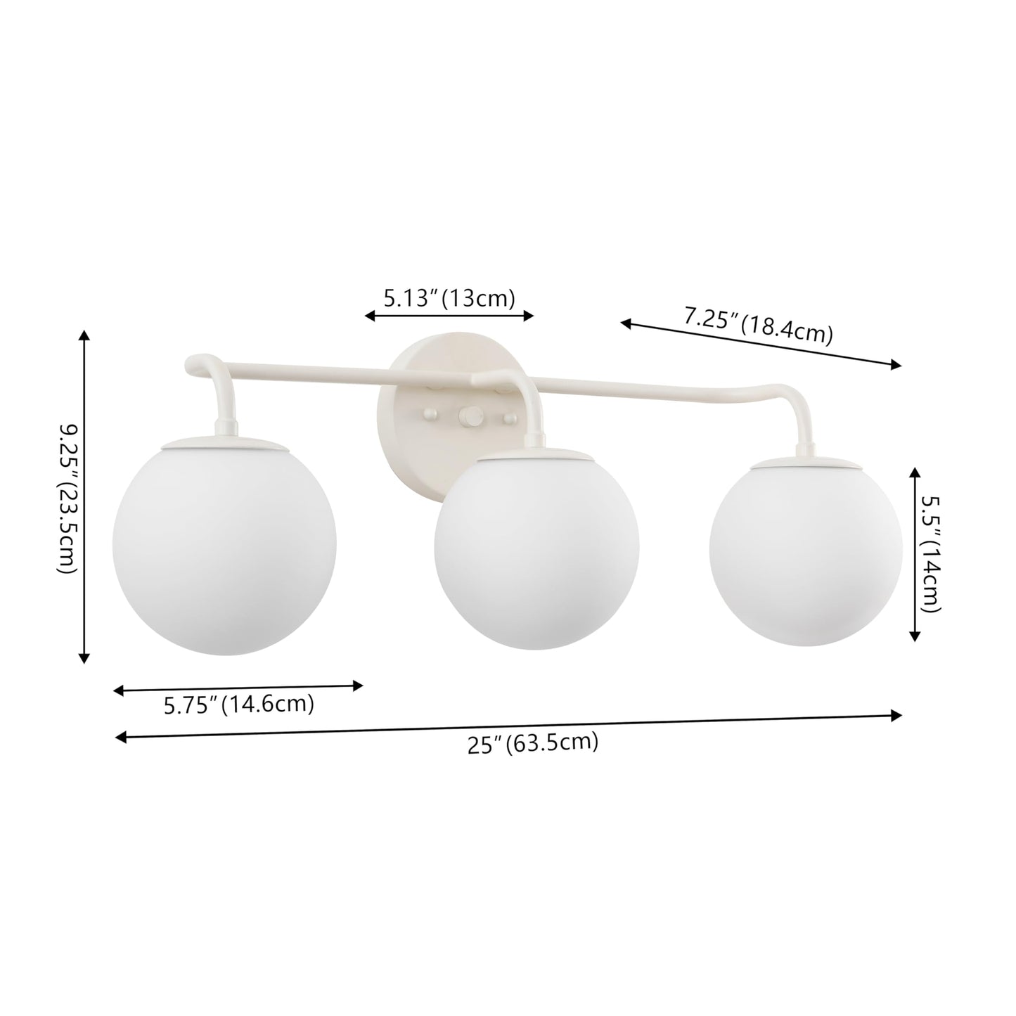 JONATHAN Y 25" Almond Modern Globe Wall Sconce Vanity Light for Bathroom, White Frosted Glass Shade, Midcentury Parisian Bistro Wall Lamp, LED Bulb