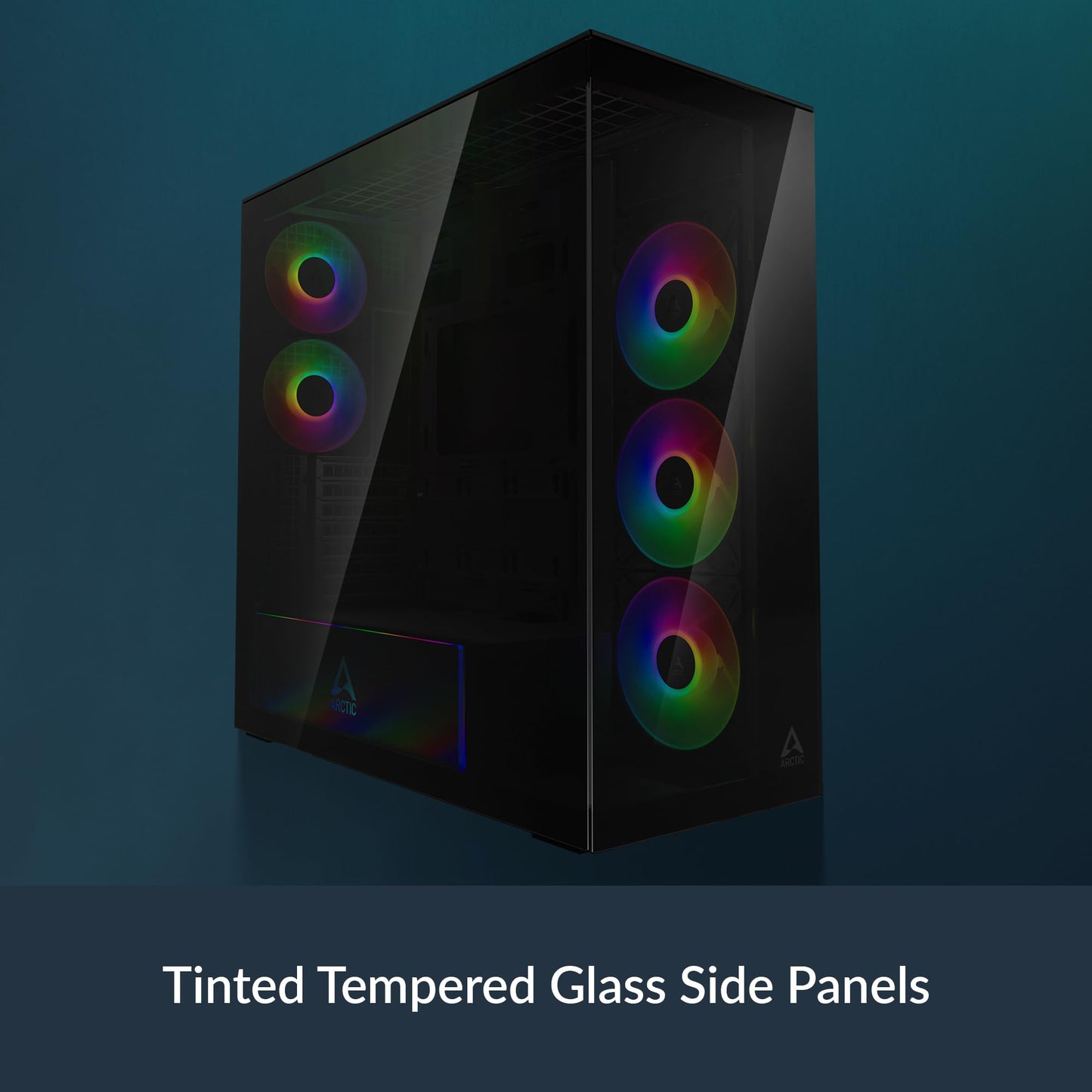 ARCTIC Xtender (Black) - PC Case, Tempered Panorama Glass, 2 x 420 mm Radiator Support, Full Tower, Big Tower, E-ATX, 5X A-RGB Fans pre-Mounted