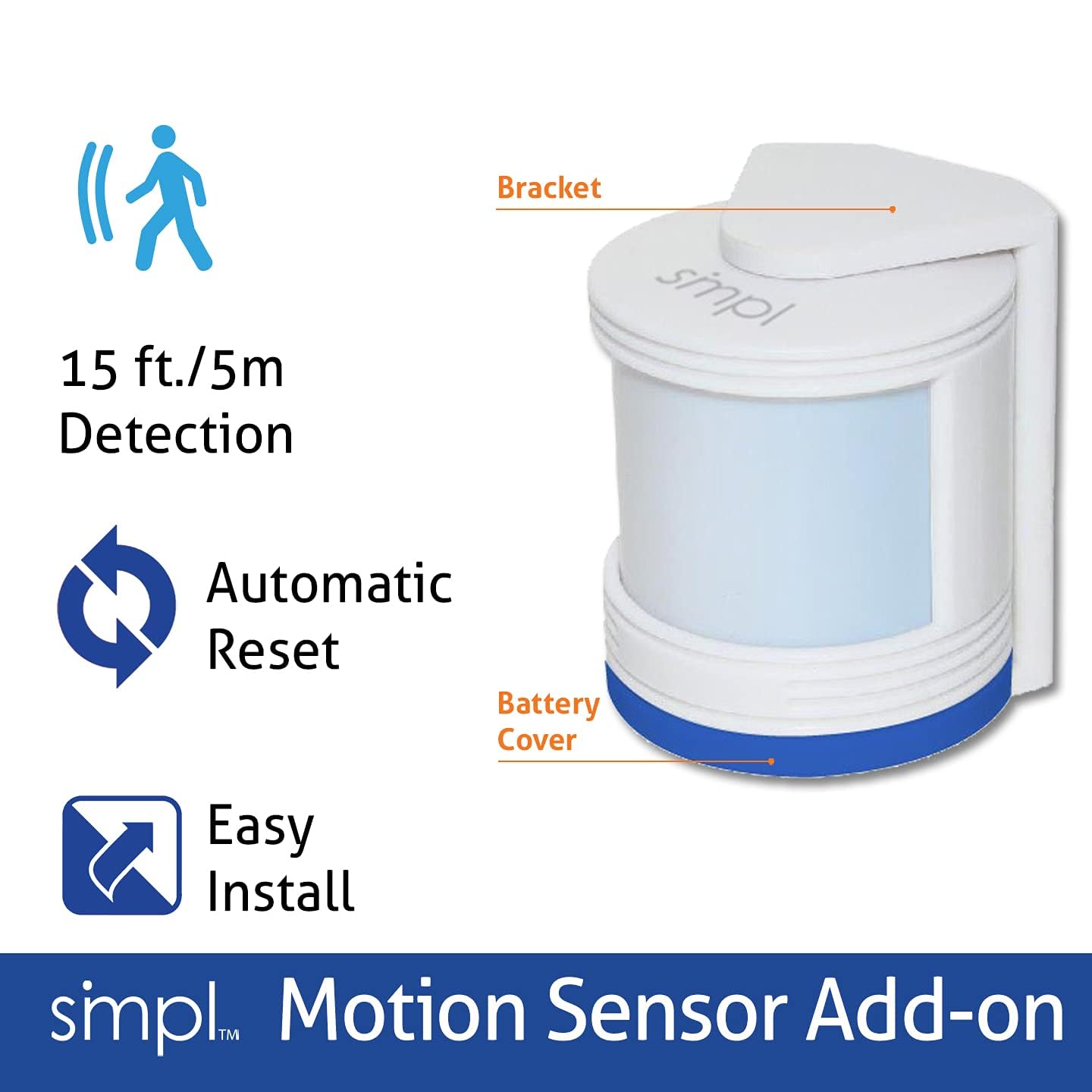 smpl Motion Sensor, Add-On for Alerts System, Monitor Your Door/Window/Cabinets/Drawers, Add up to 20 Sensors, Simple to Install, Signal up to 250ft