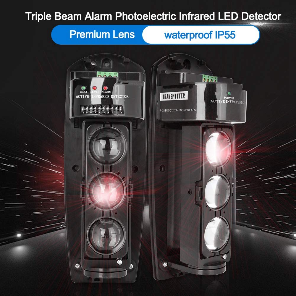 Triple Beam Alarm Photoelectric Infrared Led Detector Security System, Home Security Alarm Infrared Detector Sensor(-250)