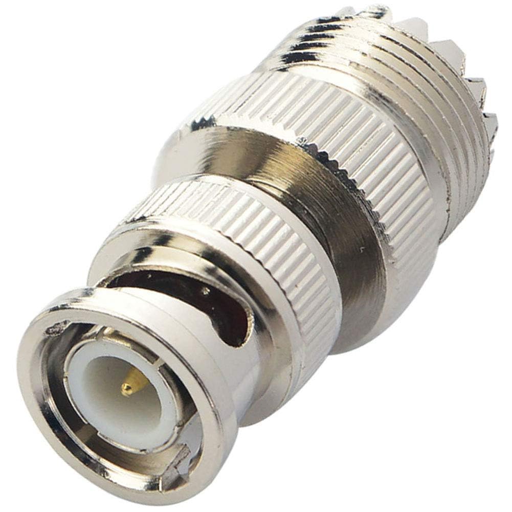 Boobrie 2pcs BNC UHF RF Coaxial Coax Adapter SO239 UHF Female to BNC Male Connector Low Loss Ham Radio Coax Adapter for RF Antennas/Wireless LAN