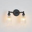 HDDFL Black Bathroom Light Fixture Modern Vanity Lighting 2 Lights Glass Wall Sconce for Bedroom Bath Living Room Hallway