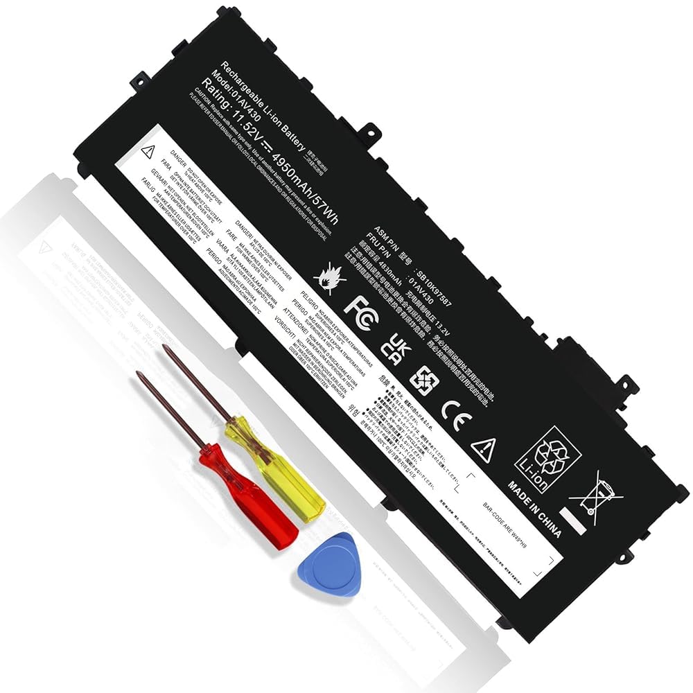 TOPKAIYUEN 57Wh 01AV430 Battery Replacement for ThinkPad X1 Carbon 5th Gen 2017 6th Gen 2018 Series SB10K97587 01AV431 SB10K97588 01AV494 SB10K97586
