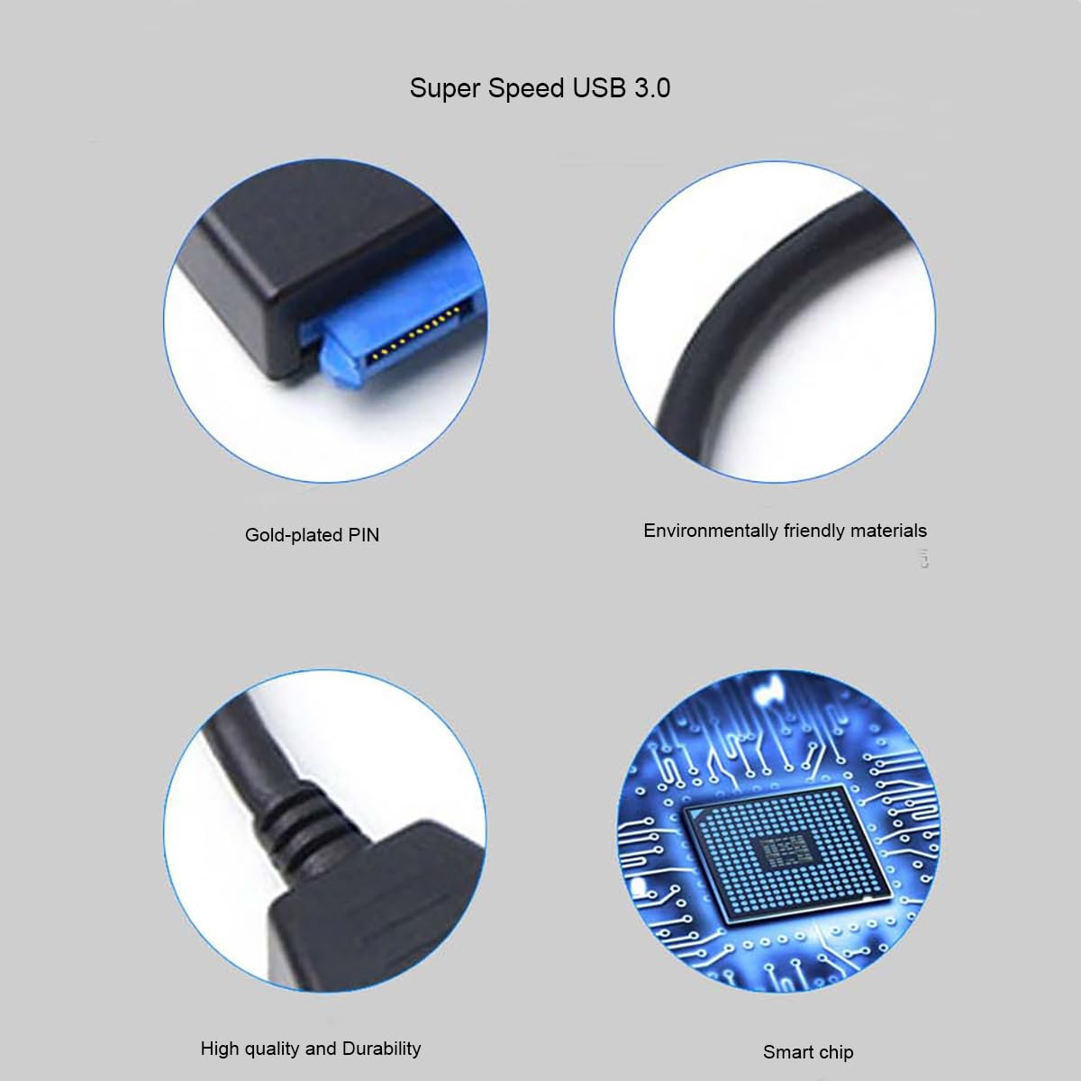 FRIGRAF High Speed SATA to USB 3.0 Cable, SATA to USB Adapter for 2.5”SSD & HDD,2in1 Sata Cable Type-C/Type-A (USB to 2.5 SSD HDD)