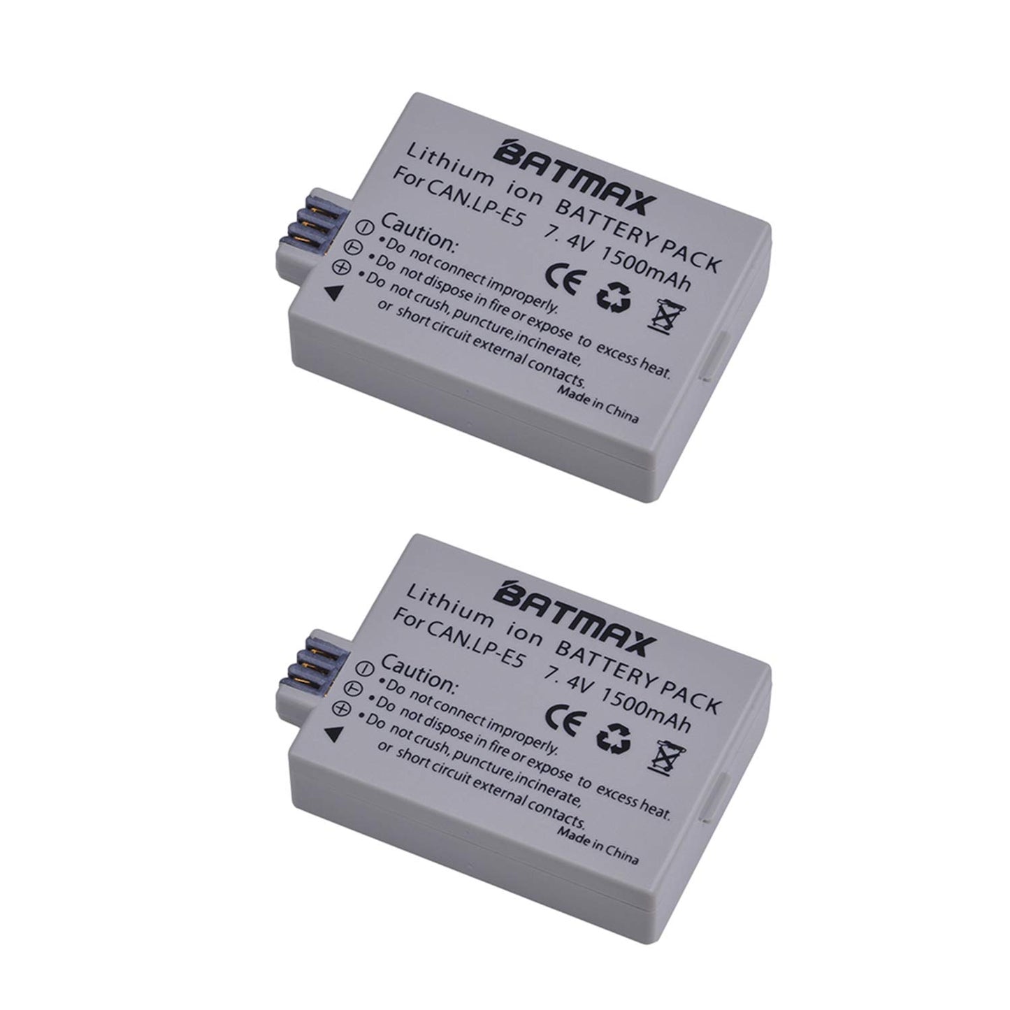 Batmax 2Packs LP-E5 Battery + LCD Dual USB Charger with Type C Port for Canon EOS Rebel XS, Rebel Xsi, Rebel T1i, 1000D, 500D, 450D, Kiss F, Kiss X2