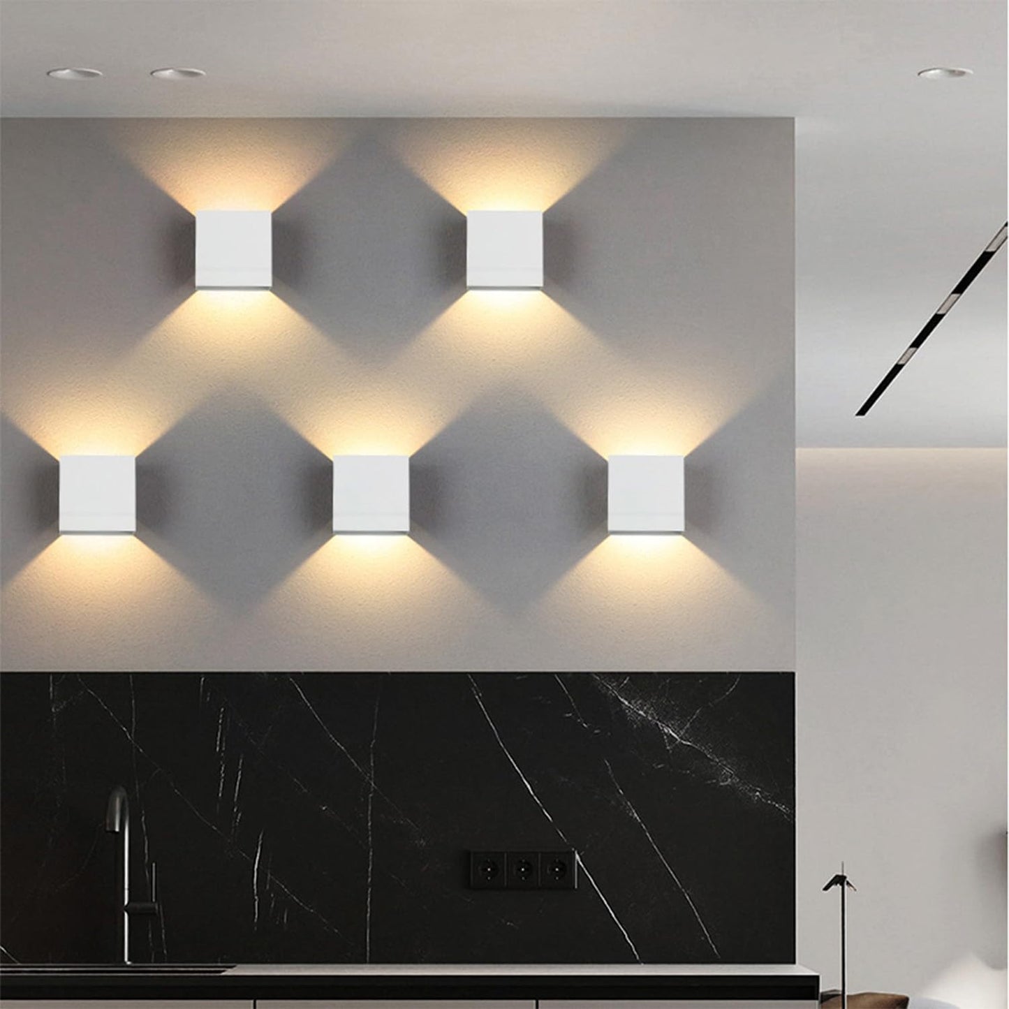 Daxng Modern Wall Sconce Dimmable 6W Hardwired, Up Down Wall Mount Lights Indoor Mini Metal LED Wall Lamp for Living Room Bedroom Hallway Decor, Warm