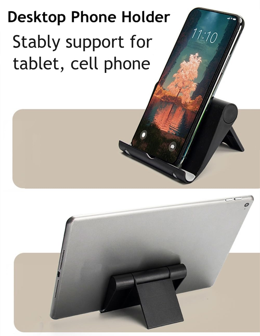 JUSDIQIR Cell Phone Stand for Desk Foldable Cell Phone Holder Desk Tablet Holder Mobile Phone Dock, Multi-Angle Universal Adjustable Tablet Dock