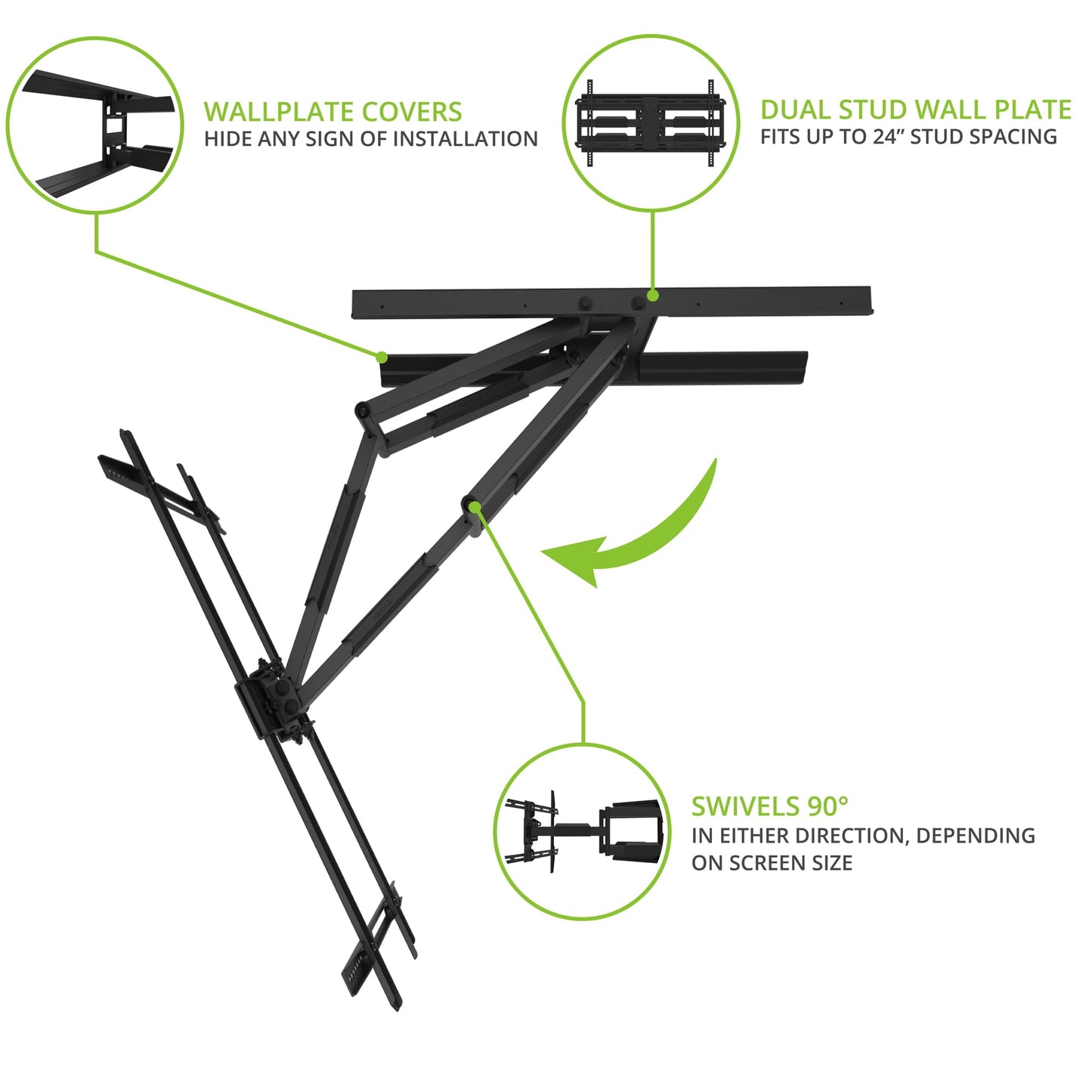 Kanto LDX690 Full Motion TV Wall Mount for 40" - 90" TVs | Black