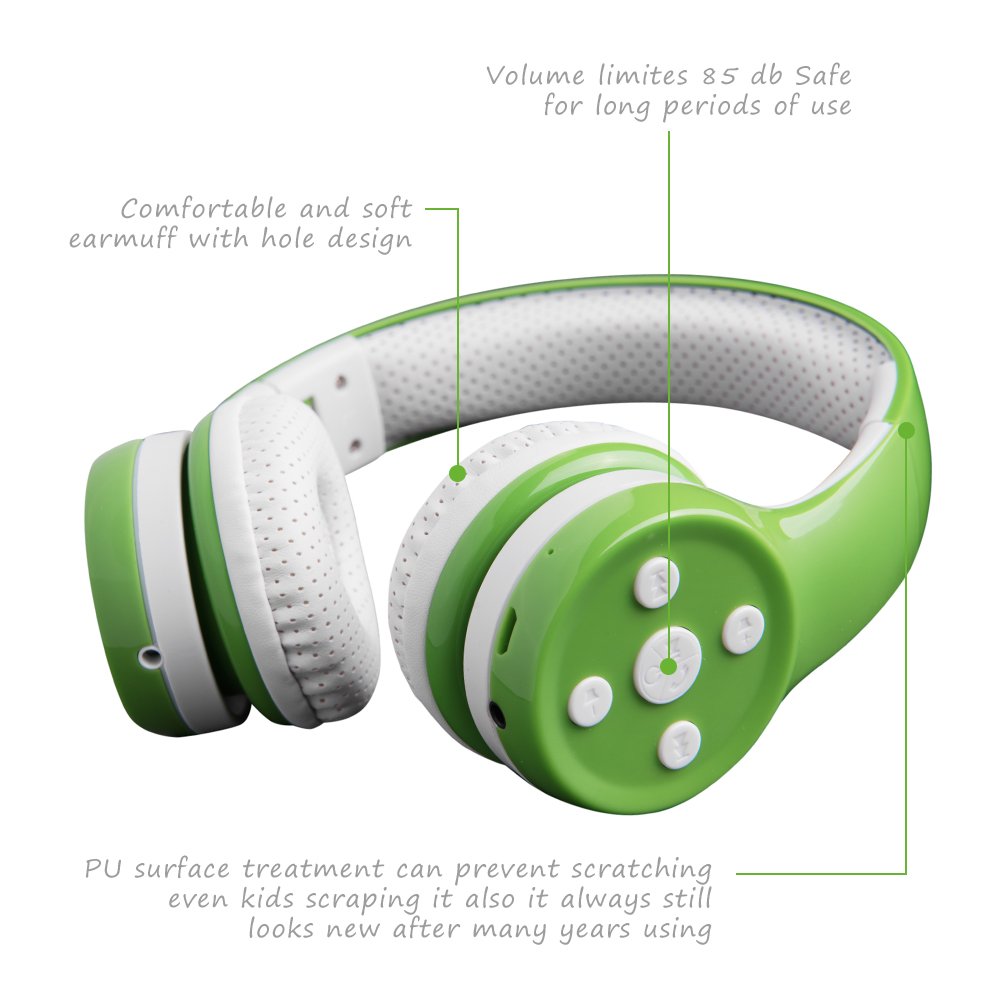 YUSONIC Toddler Headphones Wireless, Bluetooth Kid Headphones for Boys Girls,5 Button Easy use with Sharing Port, Built in Mic for Laptop Phones…