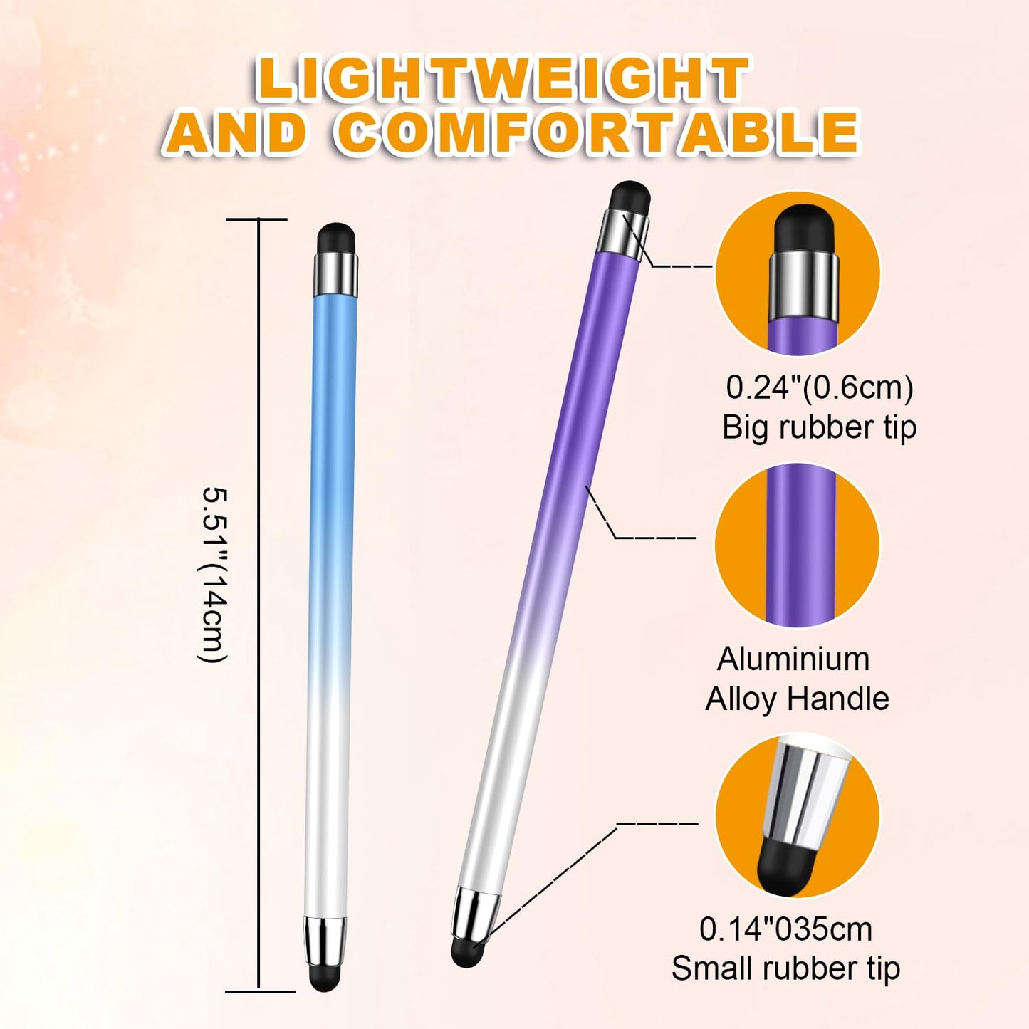 Stylus (10 Pcs), 2-in-1 Stylus Pen for Touch Screen, High Precision and Sensitivity, Suitable for iPad/iPhone/Samsung/Android Smartphone and Tablets