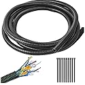 1/4"-32.8ft Split Wire Loom Tubing Cable Management Conduit Flexible Covers Cord Protectors