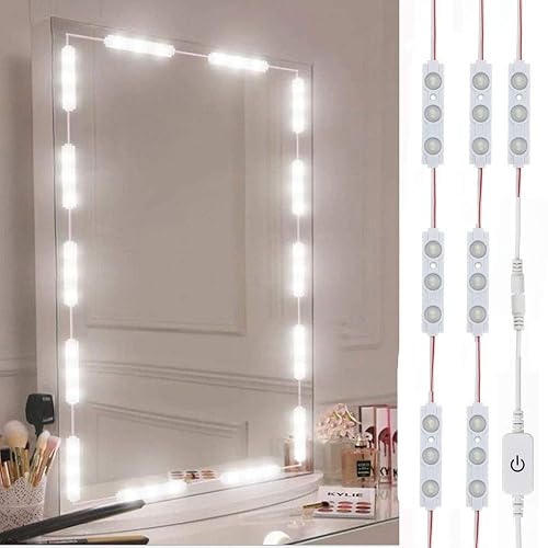 Led Vanity Mirror Lights, Hollywood Style Vanity Make Up Light, 10ft Ultra Bright White LED, Dimmable Touch Control Lights Strip, for Makeup Vanity