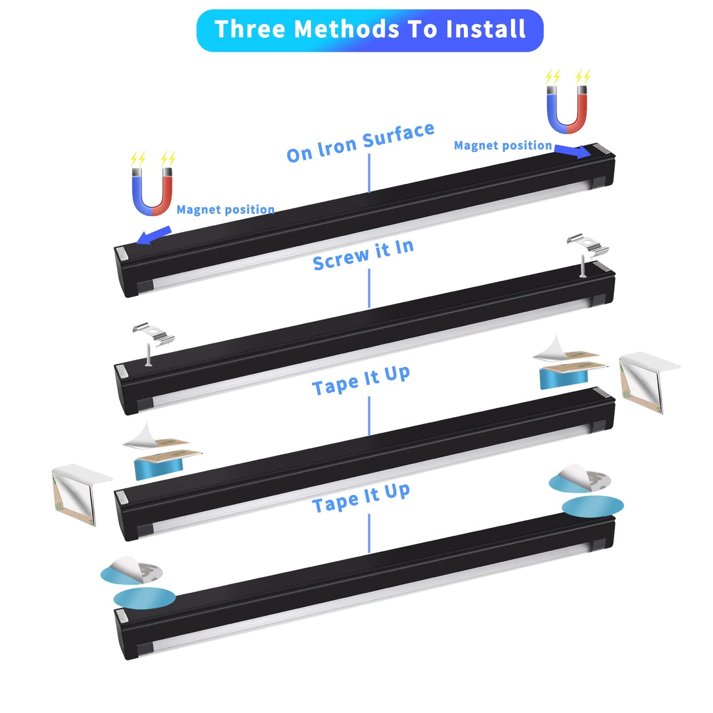 Black Light Bar 10W 1ft LED Blacklight for Fluorescent Tapestry Poster Body Paint Glow Party UV Strip Lights for Cabinet and Display Magnetic THLITURE