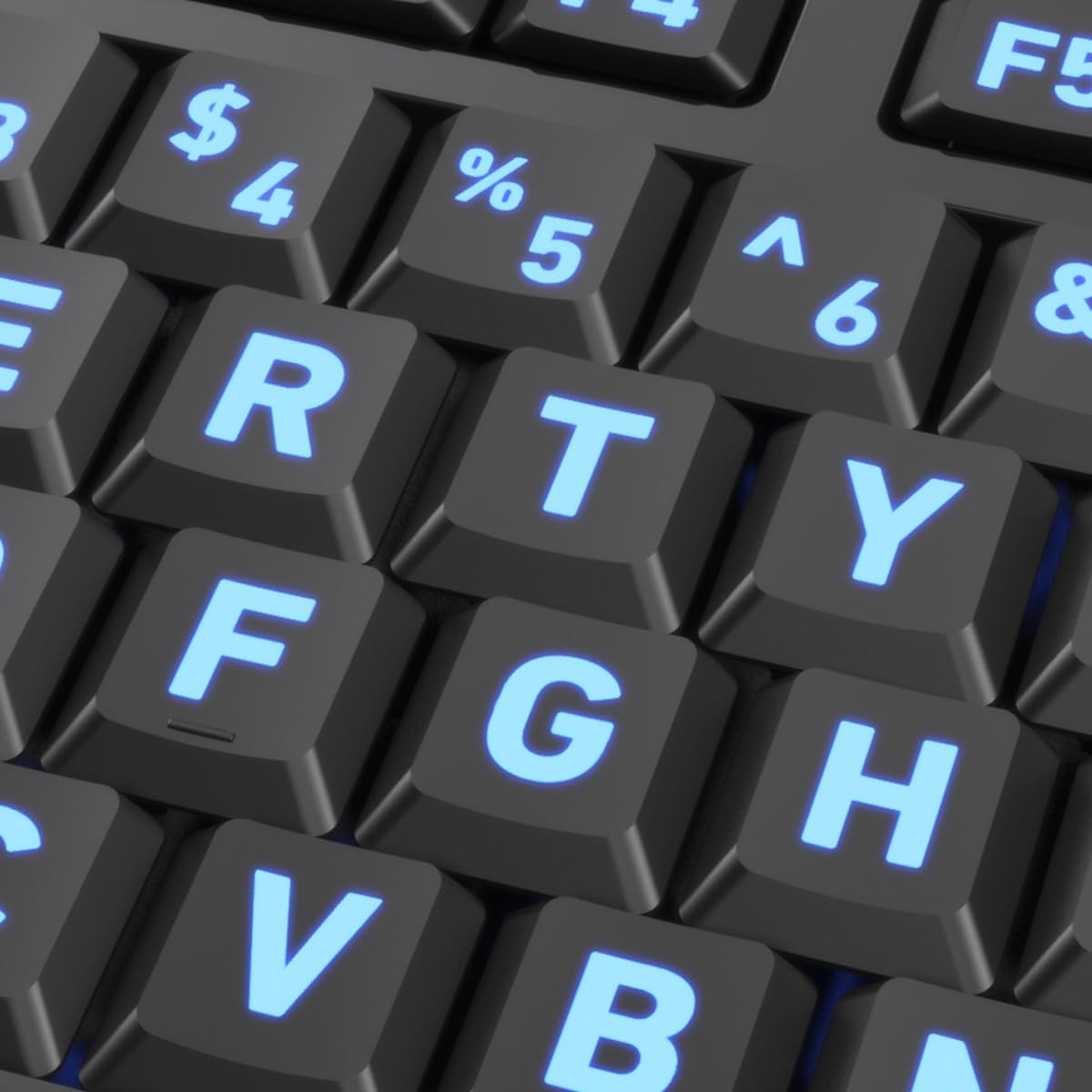 Azio Large Print Keyboard - USB Computer Keyboard with 3 Interchangeable Backlight Colors (KB505U-LN)