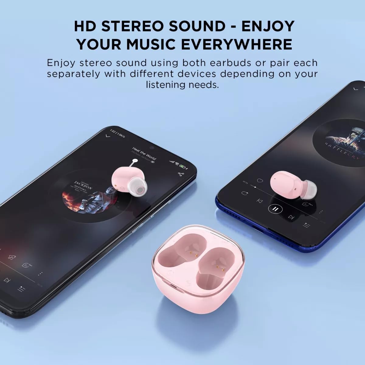 HTC True Wireless Earbuds 6 Bluetooth 5.3 in Ear Stereo Headphones Touch Control with Built-in Microphone, Wireless Noise Cancelling Earbuds 22H