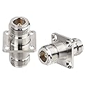 XRDS -RF 2pcs N Female to Female Connector 4 Hole Flange Panel Mount Adapter N Coax Jack Connector